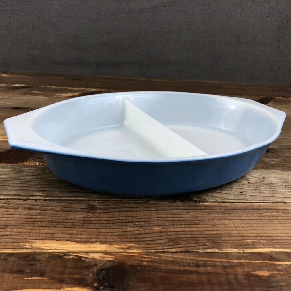 Turquoise Blue Pyrex 1-1/2 Quart Casserole Dish #22 Divided Platter VTG